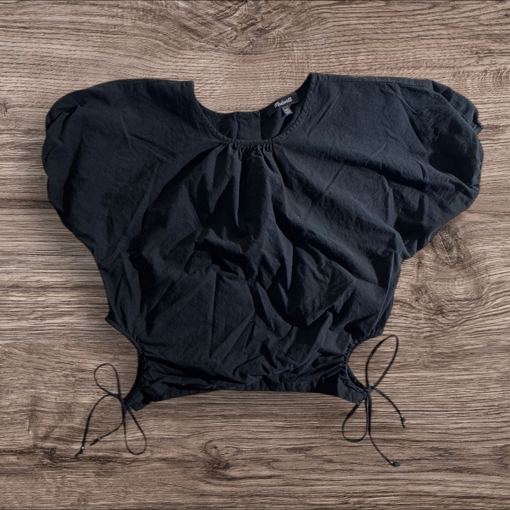 Madewell Black Crop Top with Drawstring